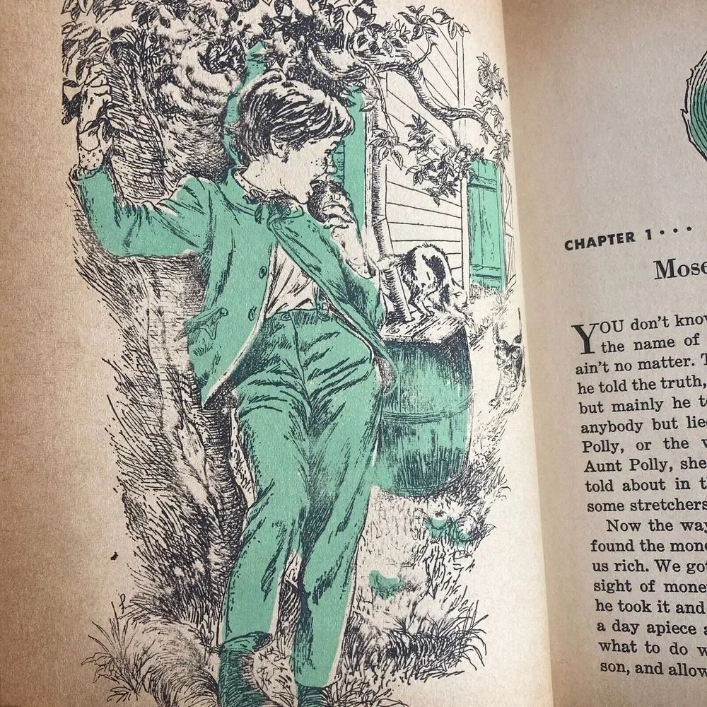 1955 Huckleberry Finn Tom‎ Sawyer's Comrade Whitman Pub HC Illustrated Vintage